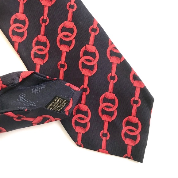 Authentic Gucci Silk Tie Made in Italy Red & Blue - Picture 2 of 4